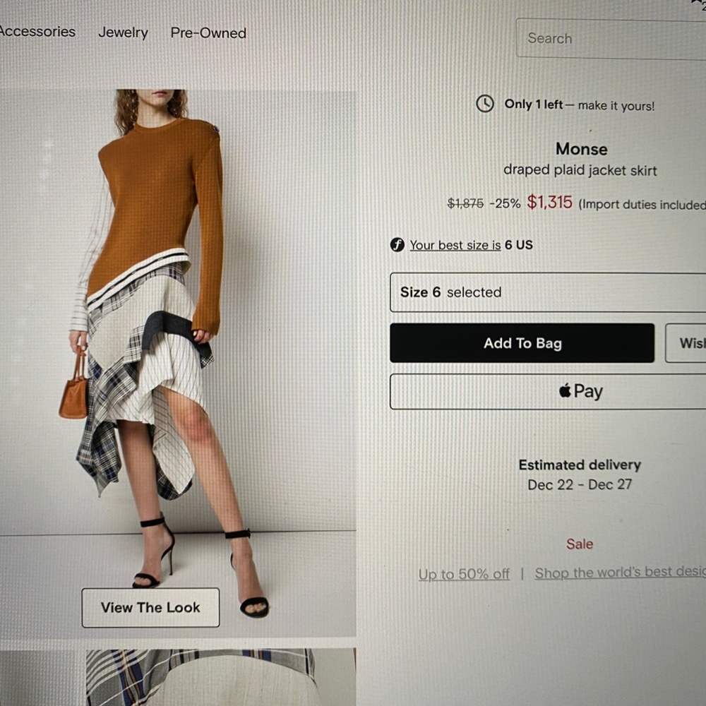 Monse Draped Plaid Jacket Skirt NWT US4 - Picture 9 of 16